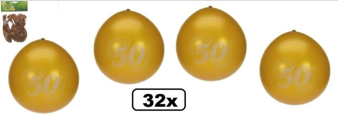 32x Jubileumballon 50 jaar metallic goud