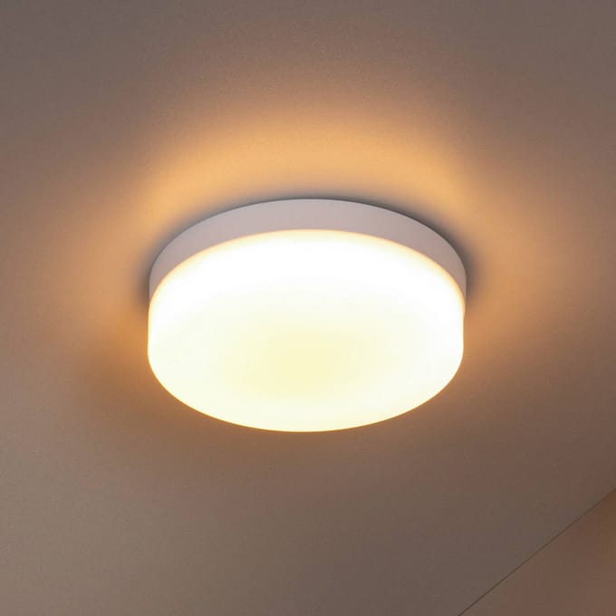 Lucide BISKIT - Plafonnière (Plafondlamp) Badkamer - Ø 23 cm - LED - 1x12W 2700K - IP44 - Bewegingssensor - Wit