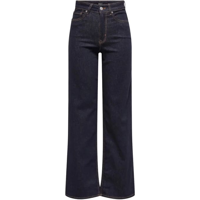 Only blauwe dames jeans   High waist   Madison   Rinsewash wassing   Wide leg fit   5-Pocket zakken   Knoop- en ritssluiting   Duurzaam   High waist
