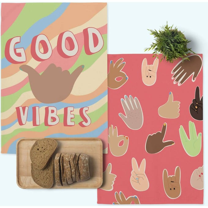 Set van 2 theedoeken Good Vibes | Aware
