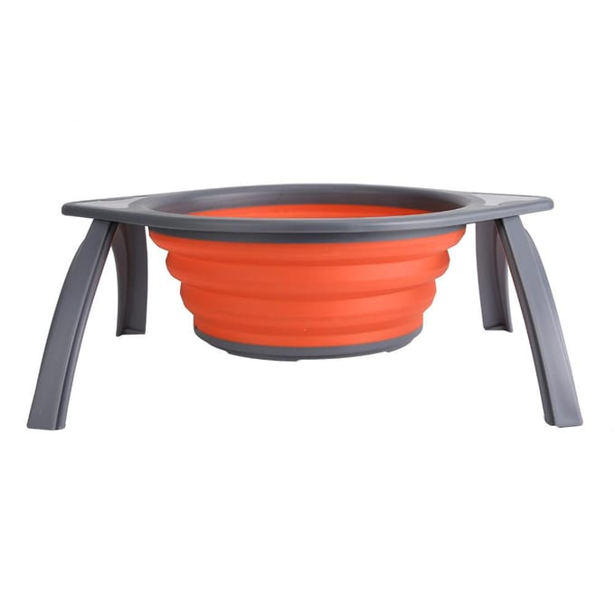 Draagbare Keuken Siliconen Opvouwbaar Filter Fruit Groente Wasmand Zeef met Houder Oranje red