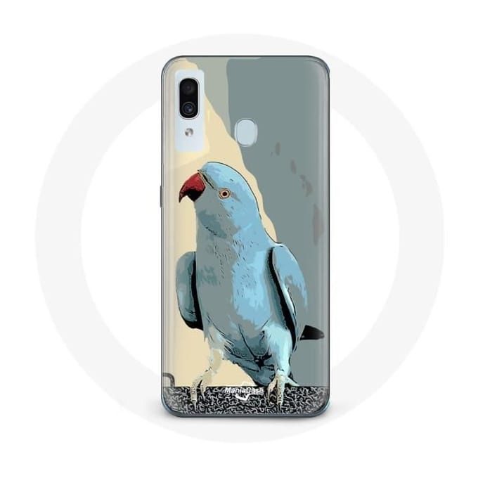 Coque - MANIACASE - Samsung Galaxy A30 - Souple - Perruches perroquets - Bleu bleu