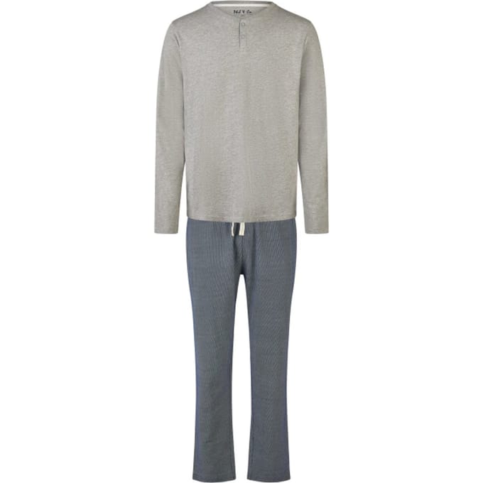 Phil & Co Heren Pyjama Set Lang Grijs/Blauw - Maat M