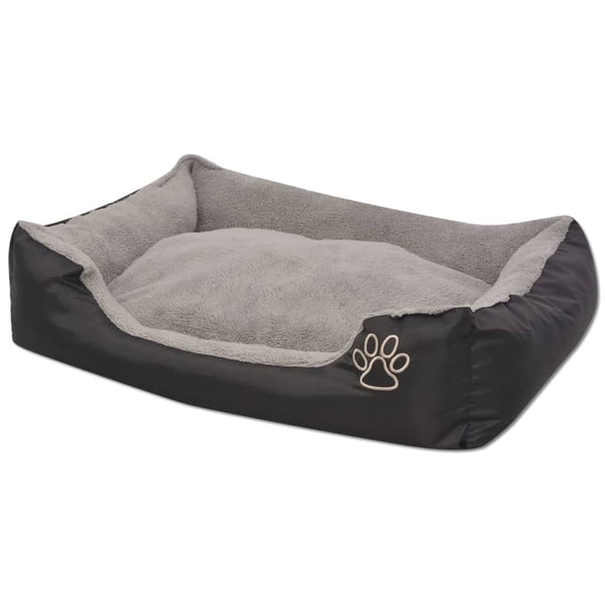 vidaXL - Hondenbed - met - gewatteerd - kussen - maat - S - zwart