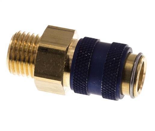 Messing DN 5 Blauw Luchtkoppeling Snelkoppeling G 1/4 inch Buitendraad Double Shut-Off - CLS5-M-B-BLU-SV-P-014