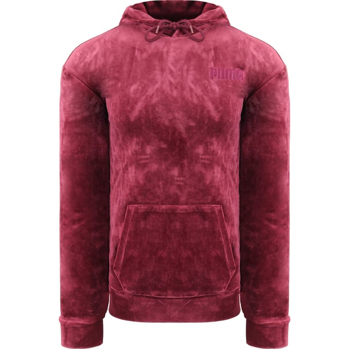 Puma Geborduurde Womens Wijnrode Velours Hoodie