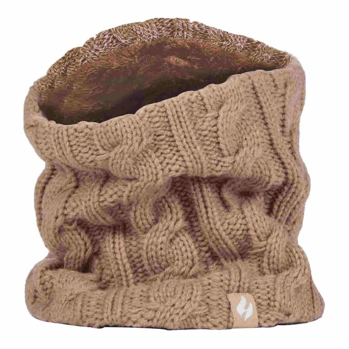 Dames Kabelgebreide Winter Fleece Gevoerde Thermische Nekwarmer