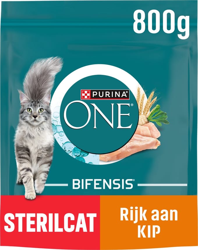 PURINA ONE Sterilcat - Kattenbrokjes - Kip - 4 x 800 g