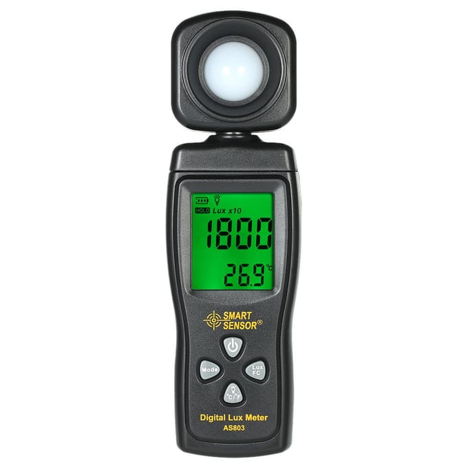 SMART SENSOR Mini Digitale Lux Meter LCD Display Handheld Verlichtingsmeter Luminometer 0-200000 Lux zwart