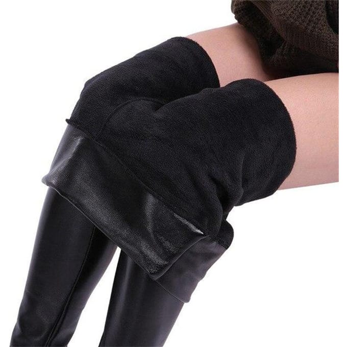 Dames glanzende metallic hoge taille broek, zwarte elastische kunstleren leggingbroek S
