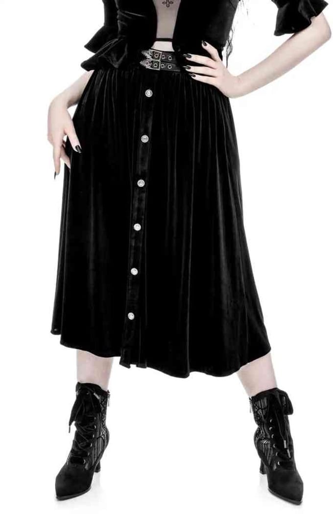 Restyle - Crypt Velvet Rok - L - Zwart