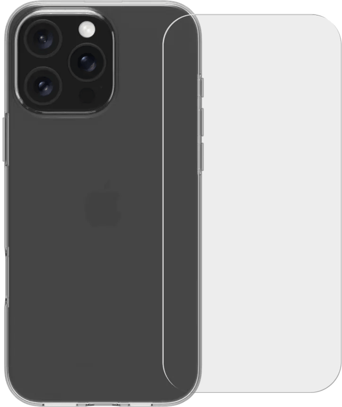 BlueBuilt Back Cover iPhone 16 Pro Max Transparant + Screenprotector Glas
