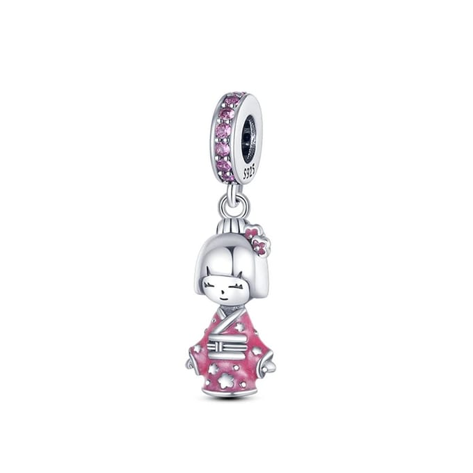 Mignonne Fille Kimono Rose Composants Perles Métal Cuivre Authentiques Originaux Composants Perles Compatibles Avec Composants Perles Charms Authentiques Originaux white