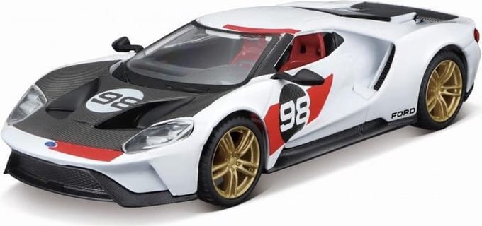Bburago Ford GT #98 2021 Heritage Collection wit/zwart/rood modelauto schaalmodel 1:32