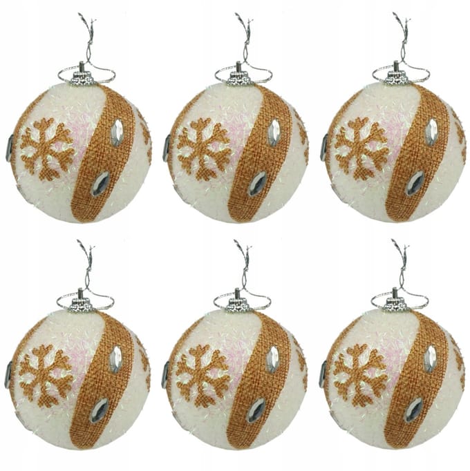 Rustieke Kerstballen Set van 6 - 7 cm - Onbreekbaar