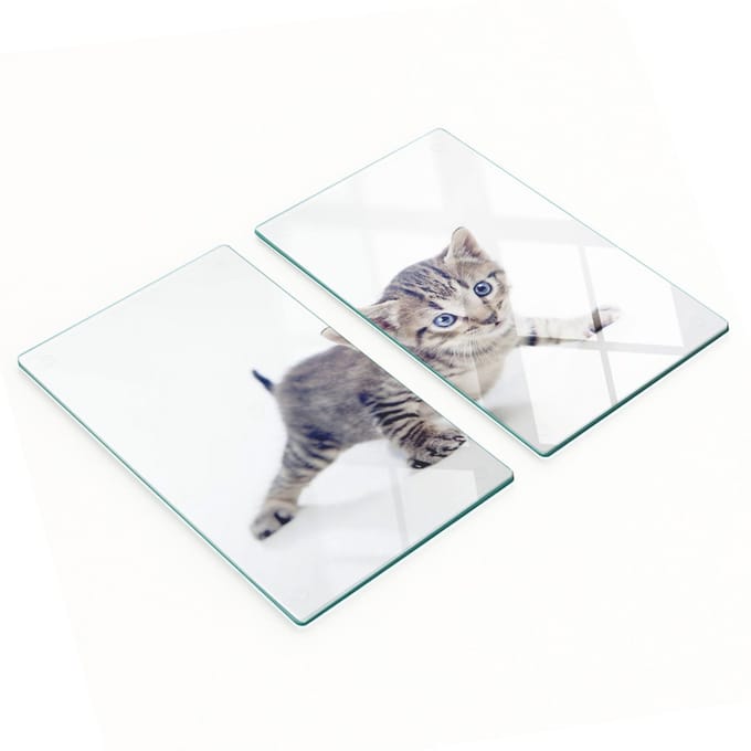 Multifunctionele decoratieve glazen keukenplanken met kleine kat, 2x30x52 cm