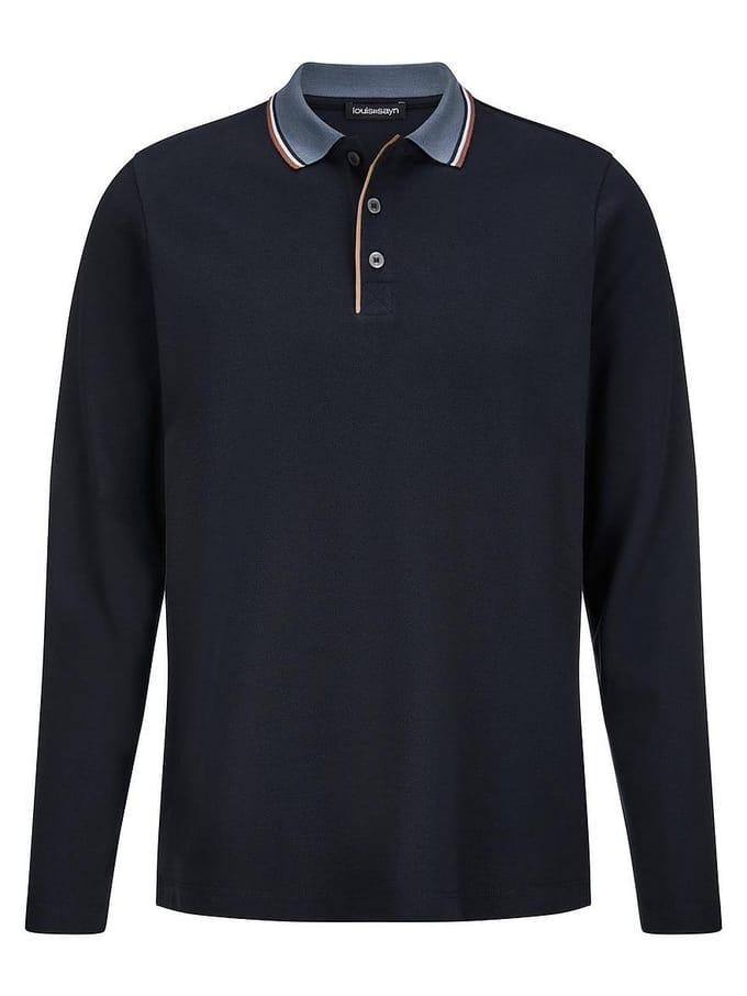 Poloshirt lange mouwen Van Louis Sayn blauw
