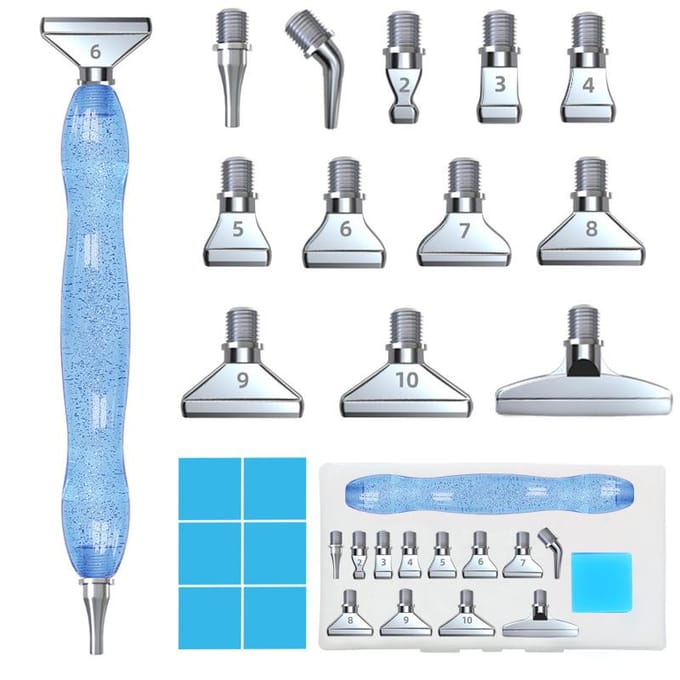 Outil de peinture diamant 5D, stylo à pointe en résine, stylo de peinture diamant avec conception de fil, Kits de têtes de stylo multi-placeurs violet