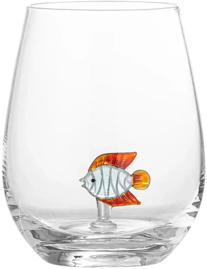 Bloomingville Misa Drinkglas met Vis – mondgeblazen glas – 560 ml