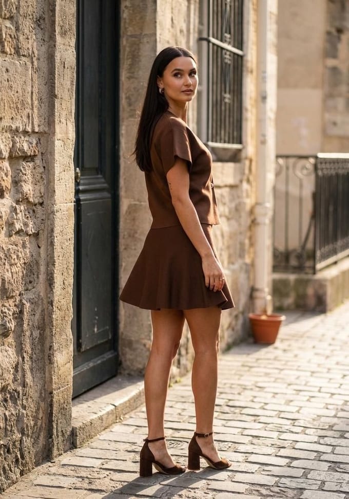 Notre-V Nv-hiltje Dames - Korte rok - Bruin - Maat S