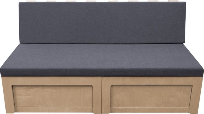 Camperbusbed - natuurlijk - 180x65-110 cm - met opbergruimte
