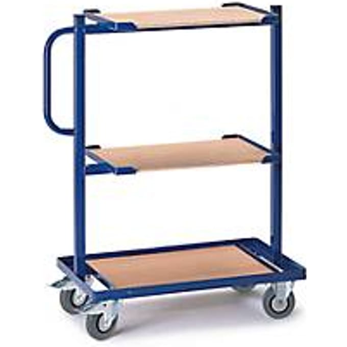 Bijzetwagen, met houten legborden, vast