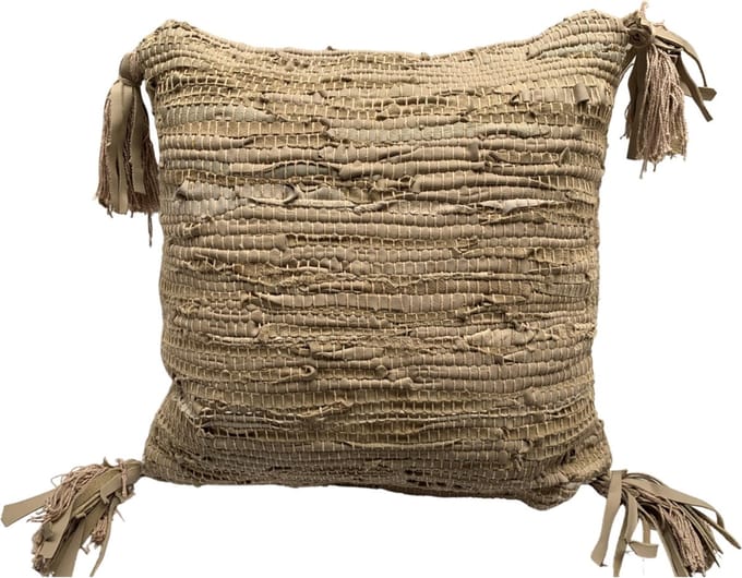 Rocaflor - Kussen - Beige - Leer - Gerecycled - 45x45cm
