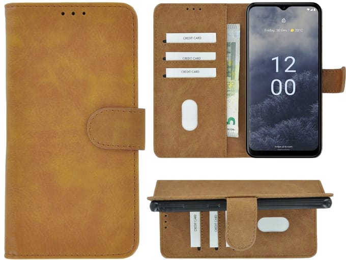 MoDo hoesje Geschikt voor Nokia G60 - Kunstleer Book Case - Bruin