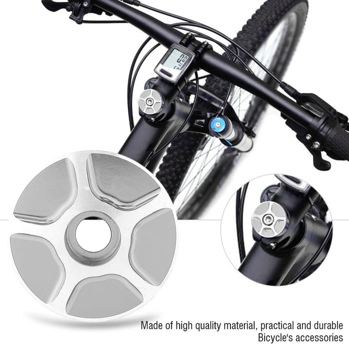 Aluminium Draadloze Racefiets Fiets Stuurpen Balhoofdkap Deksel Zilver gray