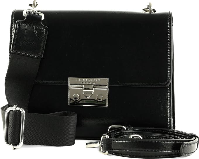 SEIDENFELT MANUFAKTUR Schoudertas Kinda Crossbag Glossy Black Zwart