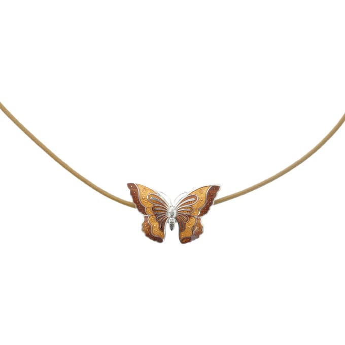 Behave - Ketting Dames - Cloisonné - Vlinder - Bruin Emaille - Cloisonné - 40 cm Lang