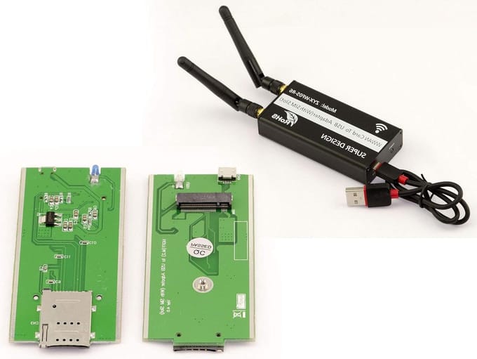 USB Adapter - M.2 WWAN - Mobiele Internet - Driverloos - Socket 2 - Zwart