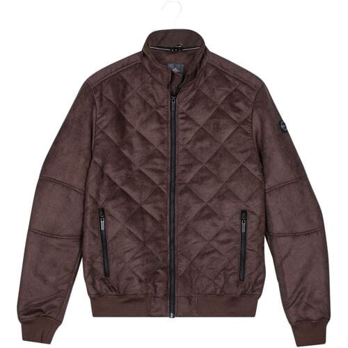 Baileys Jack Zipped Sidepockets Suede Look Diamond Stitch Dark Brown / male