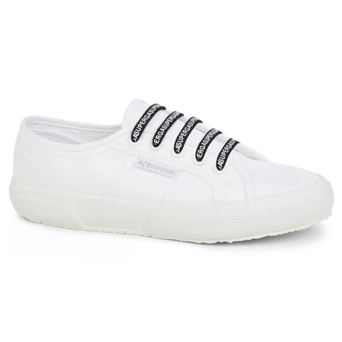 Superga Katoenen schoenveters met logo (Wit/zwart)
