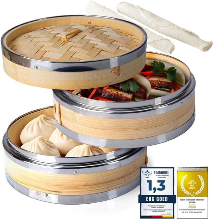 DEXO® Stoomkoker - Stoomkokers - Stoompan - lichtbruin - 20cm x 20cm x 14cm