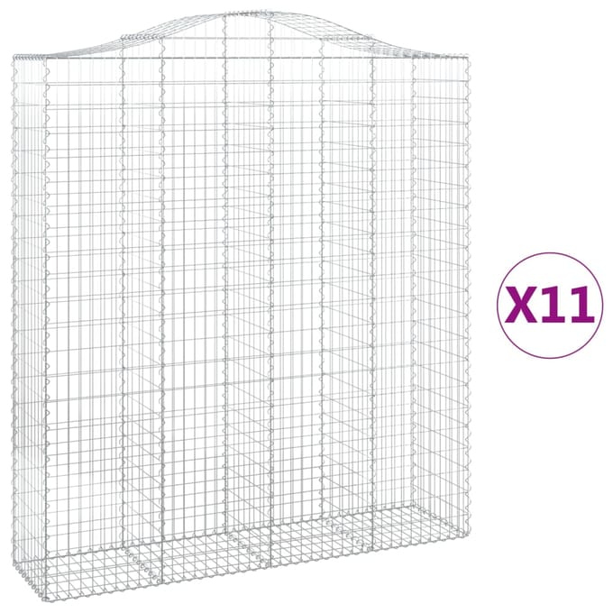 vidaXL - Schanskorven - 11 - st - gewelfd - 200x50x220/240 - cm - ijzer