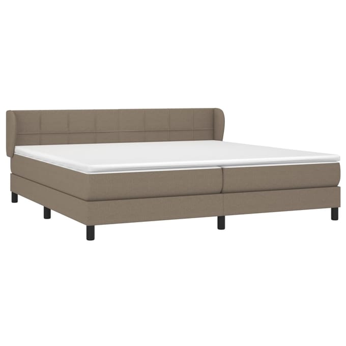 vidaXL - Boxspring - met - matras - stof - taupe - 200x200 - cm