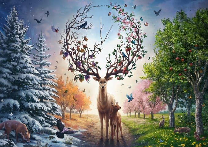 Ravensburger Puzzle The magical deer and the four seasons 1000p