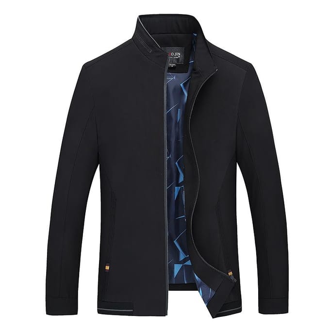 Heren Casual Jas Herfst Strijkvrij Papa Jas Mode Revers Middelbare Leeftijd Jas Heren M black