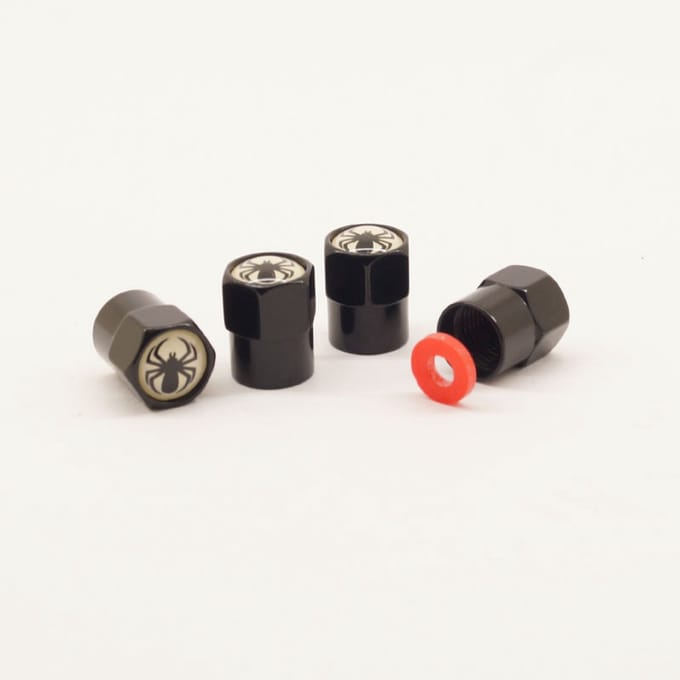 Schrader (auto) ventiel - Zwart spin aluminium met afdichting