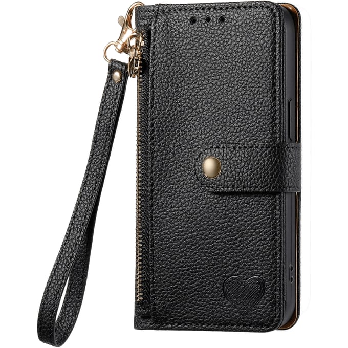 Mocaa Samsung A55 Love Heart Wallet Hoesje Zwart
