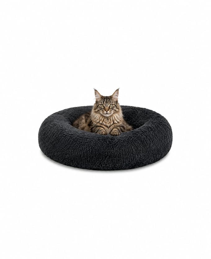 lionto Knuffelbed kat, donutvormig & extra zacht Ø60 cm donkergrijs