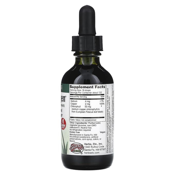 Herbs Etc., Chloroxygen®, Chlorofylconcentraat, Alcoholvrij, 59 ml (2 fl oz)