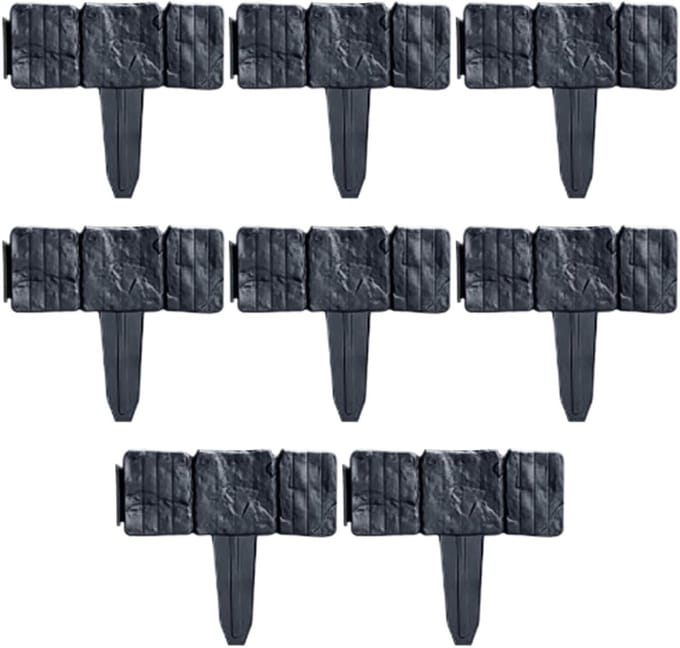 Tuinrand Imitatie Steen - Kunstrots Border - Gazon Afscheiden - Flexibel Modulair - 10 Stuks - Zwart