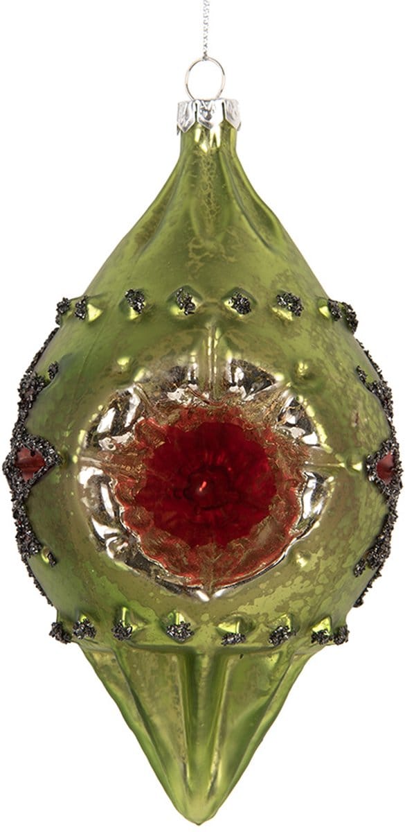 Clayre & Eef Kerstbal Overig 8x7x15 cm Groen Glas Kerstballen