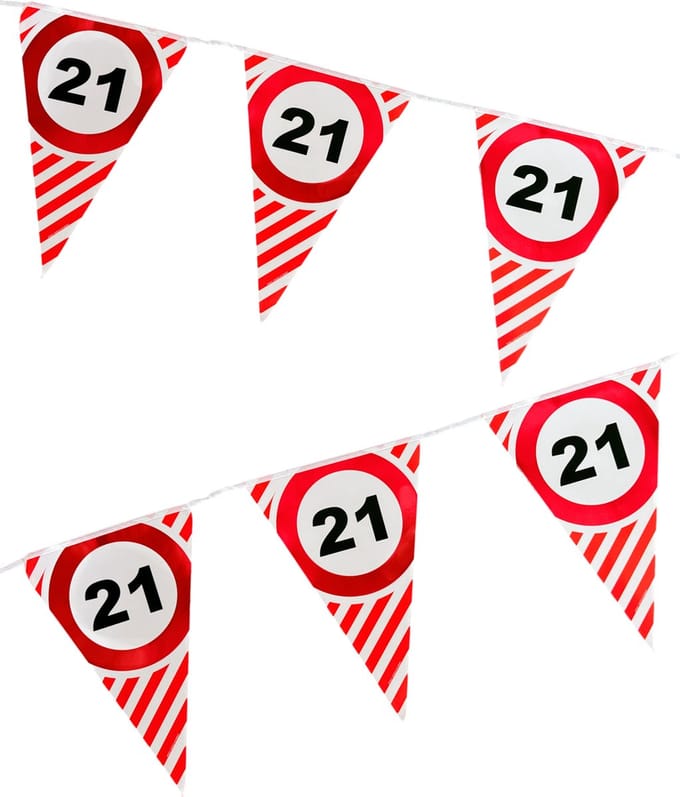 3BMT® Vlaggenlijn verjaardag 21 jaar - 3 meter
