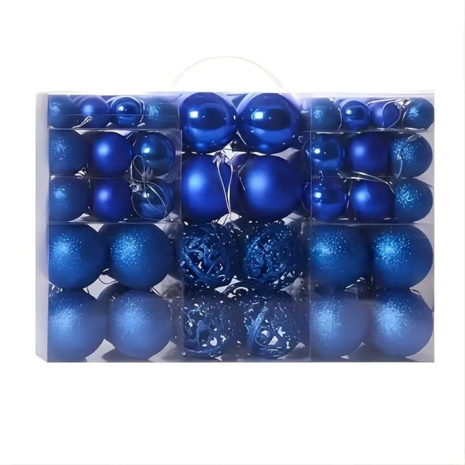 Nivard Kerstballen - Kerstversiering - Plastic - Blauw - Kerstballenset - 100 stuks