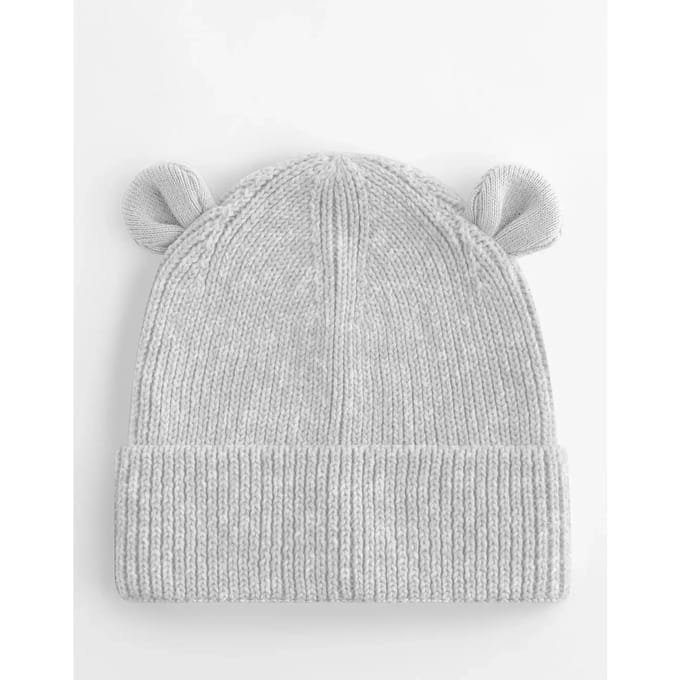 Organic Baby Bear Beanie - Cloud Grey - 12-24 MTHS