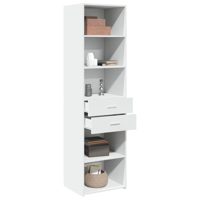 vidaXL - Hoge - kast - 50x42,5x185 - cm - bewerkt - hout - wit