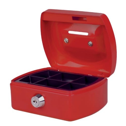 Geldkist Pavo met muntgleuf 125x95x60mm rood